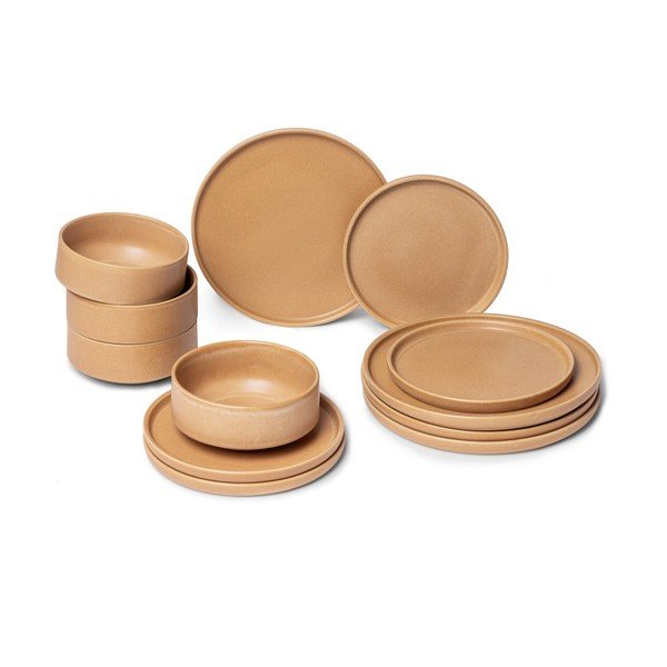 12-osaline oranž kivikeraamikast nõude komplekt Malia - Bonami Selection