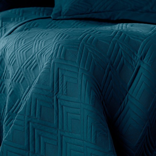 Tepitud mikrokiust voodikate petrooleumivärvis 220x240 cm Ophelia - Restilo-image-2