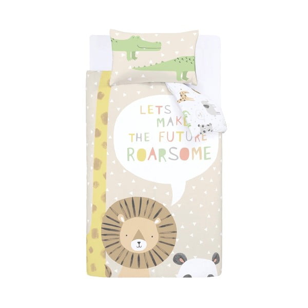 Helepruun laste voodipesu üheinimesevoodile 135x200 cm Roarsome Animals - Catherine Lansfield