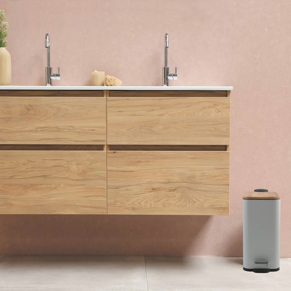 Valge terasest prügikast 5 l Erik - Spirella-image-1