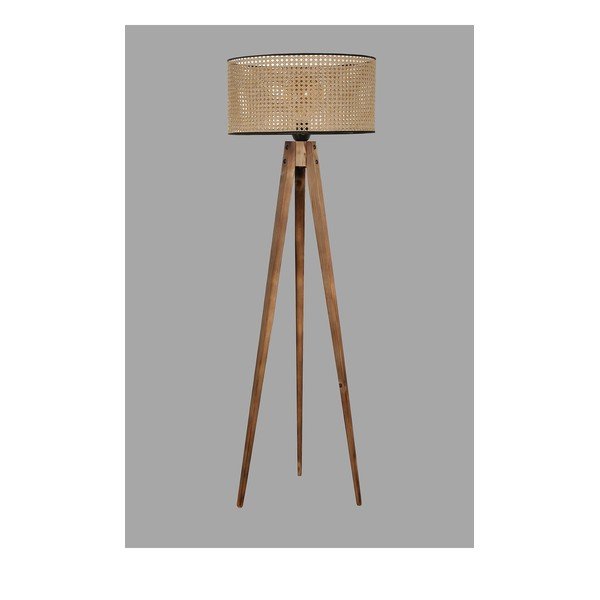Pruun põrandavalgusti tekstiilist varjuga (kõrgus 153 cm) Tripod - Opviq lights-image-1