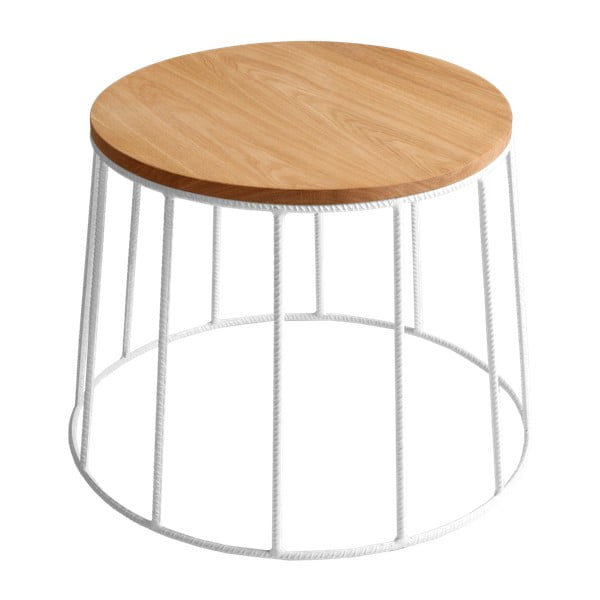 Konferenční stolek s bílou konstrukcí a deskou v dekoru dubového dřeva Custom Form Memo, ⌀ 50 cm