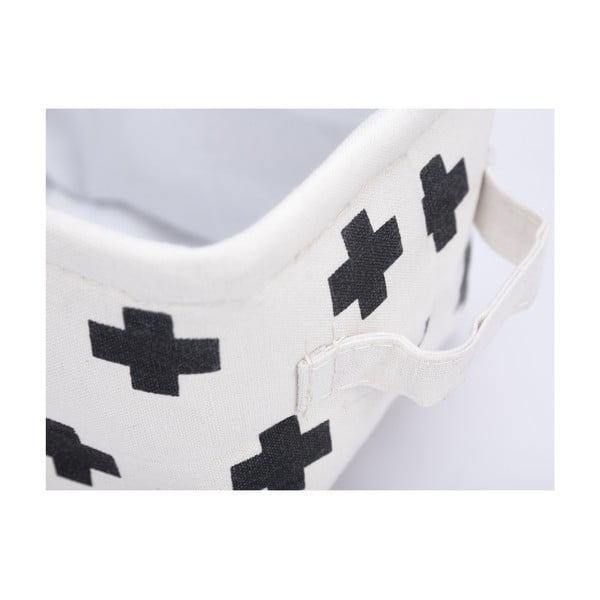 Černo-bílý úložný košík KICOTI Cross, 20 x 16 cm-image-2