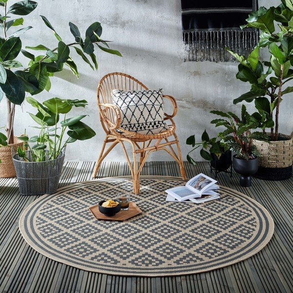 Hall/beež ümmargune välivaip ø 160 cm Moretti - Flair Rugs-image-1