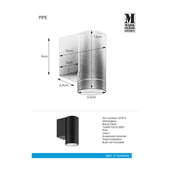 Välisvalgusti (kõrgus 13 cm) Pipe - Markslöjd-image-2