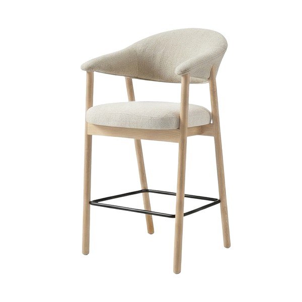 Kreemikas/naturaalne polsterdatud baaritool käetugedega (istme kõrgus 67 cm) Elk - Unique Furniture