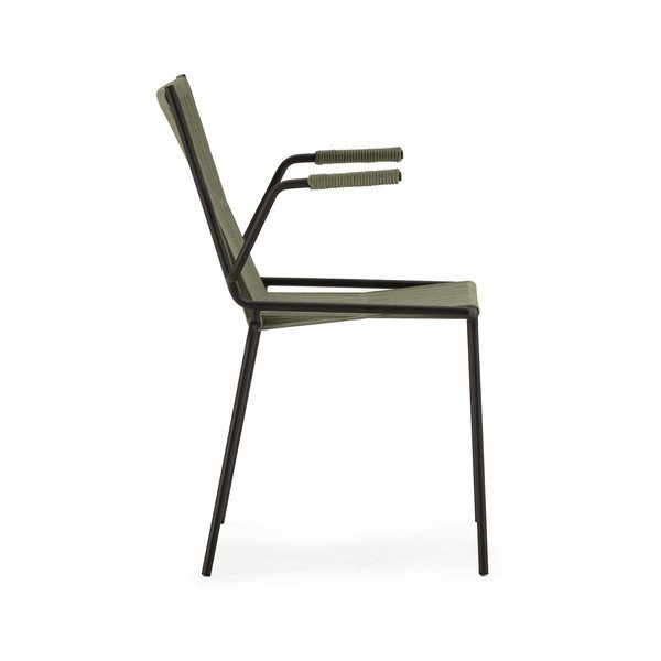 Rohelised metallist söögitoolid käetugedega/virnastatavad, 2 tk komplektis Emily - Marckeric-image-4