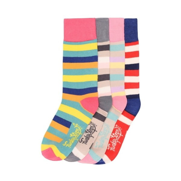 Sada 4 párů barevných ponožek Funky Steps Strips, velikost 35 – 39