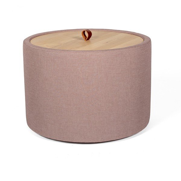 Odkládací stolek ve světle růžové barvě se snímatelnou deskou z dubového dřeva Askala Ibisco, ⌀ 56 cm-image-4