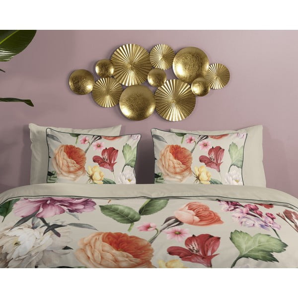 Beež pikendatud satiin-puuvillast voodipesu üheinimesevoodile 140x220 cm Fiori - Descanso-image-2