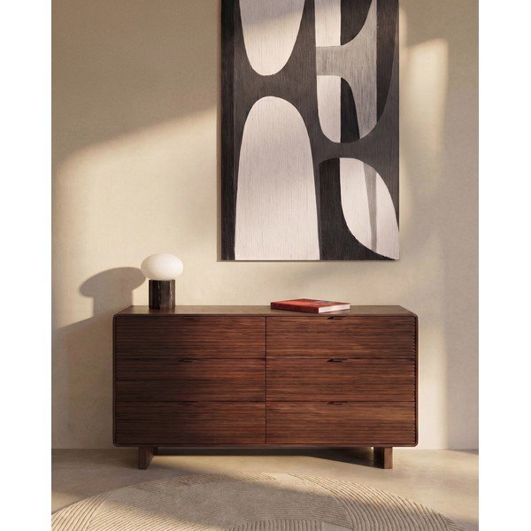 Tumeda naturaalse pähklipuust kummut 120x75x50 cm Norlen - Kave Home-image-2