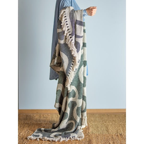 Must/beež taaskasutatud puuvillast tekk 130x160 cm Salobre - Bloomingville-image-1