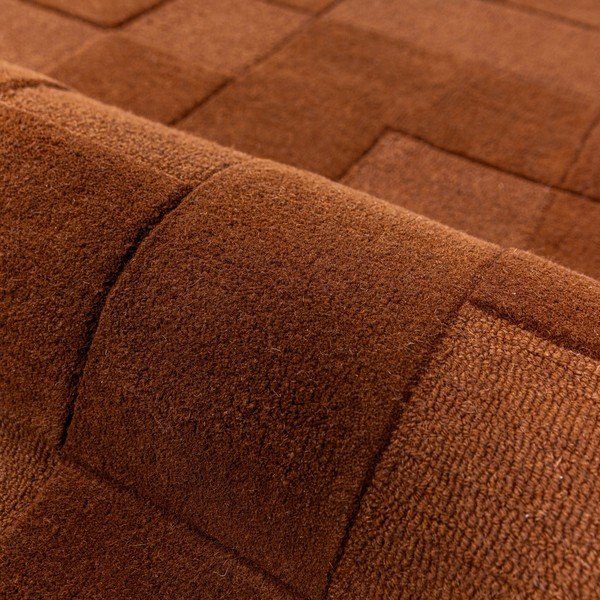 Käsitsi kootud terrakotavärvi villavaip 120x170 cm Checkerboard - Flair Rugs-image-4