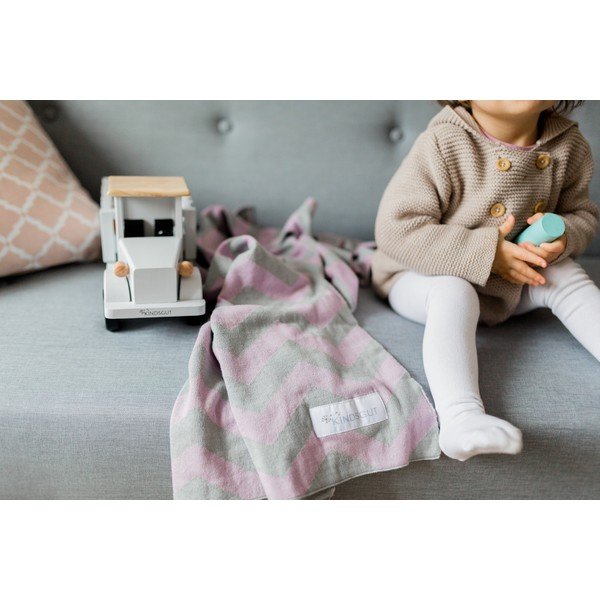 Roosa-hall puuvillane beebitekk Zigzag, 80 x 100 cm - Kindsgut-image-4