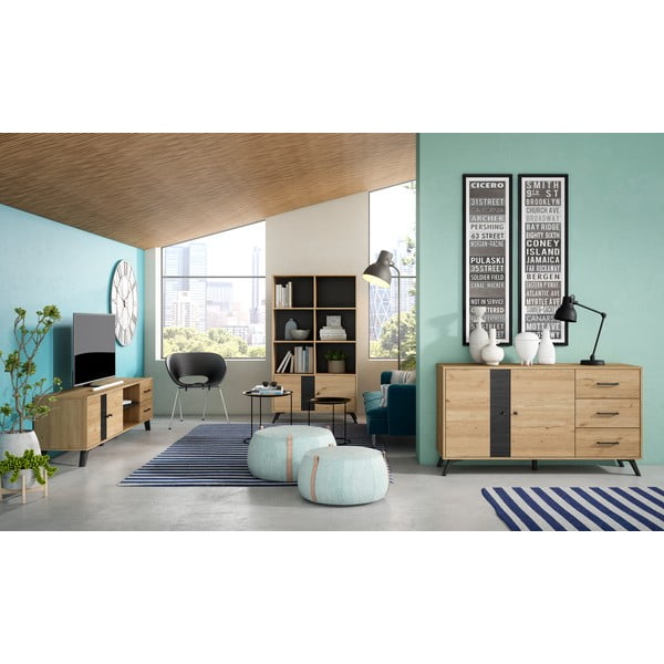 Must raamaturiiul tammepuust 92x160 cm Natura - Marckeric-image-4