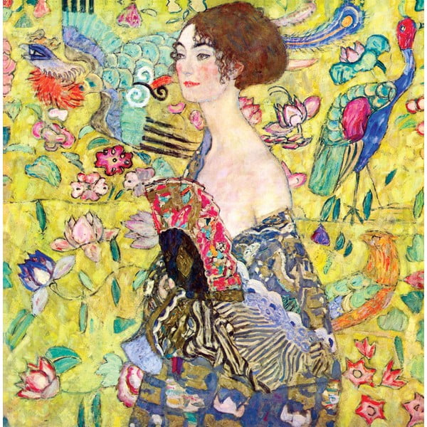 Gustav Klimt - obraz Lady with Fan, 80x80 cm
