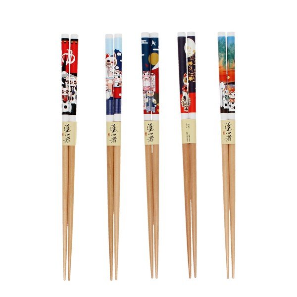 Puidust söögipulgad, 5-osaline komplekt Beckoning Cats - Rex London