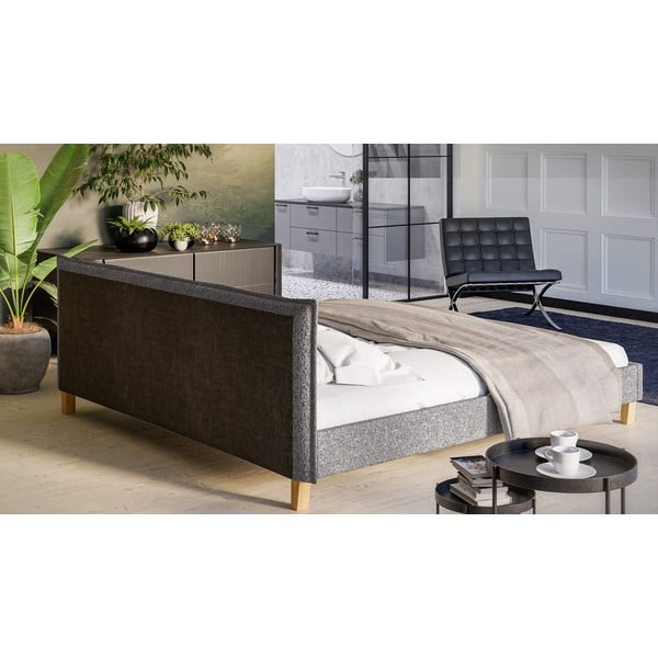 Hall polsterdatud kaheinimese voodi koos võrega 200x200 cm Tina - Ropez-image-3