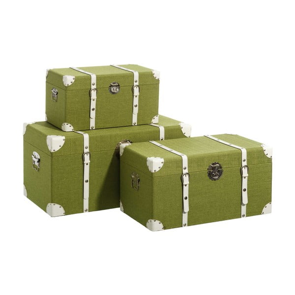 Sada 3 zelených úložných kufrů Tropicho
