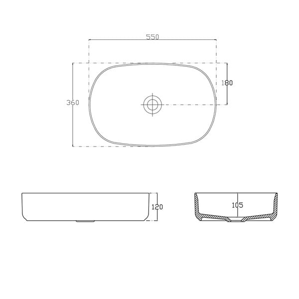 Roosa keraamiline valamu 55x36 cm Infinity Oval - Sapho-image-3
