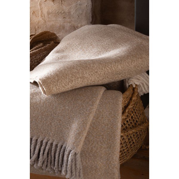 Beež pleed puuvilla seguga 140x180 cm Rennes – Euromant-image-4