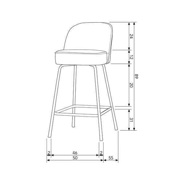 Tellisevärvi sametist baaritool 89 cm Vogue - WOOOD-image-1