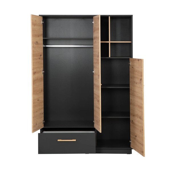 Tammepuidust laste riidekapp antratsiit-puiduvärvi 132x195 cm Lenn - Roba-image-3