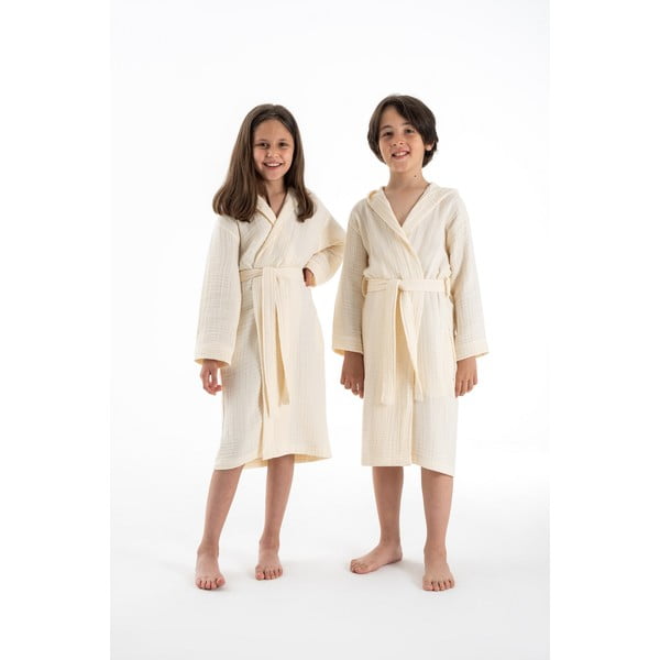 Kreem musliinist laste hommikumantel, suurus 7-8 aastat Muslin - Foutastic