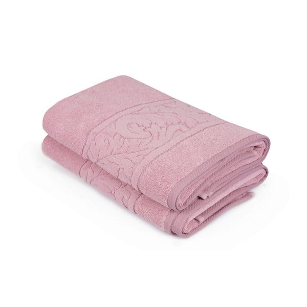Komplekt 2 roosa puuvillast rätikut Sultania, 70 x 140 cm - Foutastic