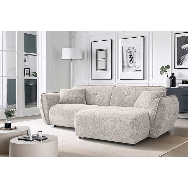 Beež šenillist nurgadiivan (parem nurk) Nelia - Ropez-image-1