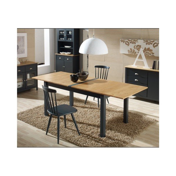 Antracitově šedý rozkládací jídelní stůl z masivního borovicového dřeva Marckeric Jade, 150 x 85 cm-image-3