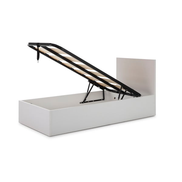 Valge voodi koos hoiuruumiga ja restiga 90x190 cm Kronos - Marckeric-image-3