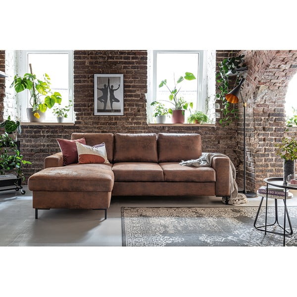 Vintage pruun kunstnahast diivanvoodi, vasakpoolne nurk Lofty Lilly - Miuform-image-4