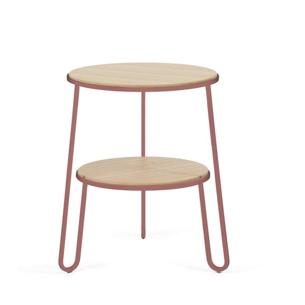 Odkládací stolek s růžovou kovovou konstrukcí HARTÔ Anatole, ⌀ 40 cm