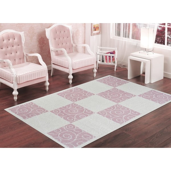 Pudrově růžový odolný koberec Vitaus Patchwork, 80 x 200 cm 