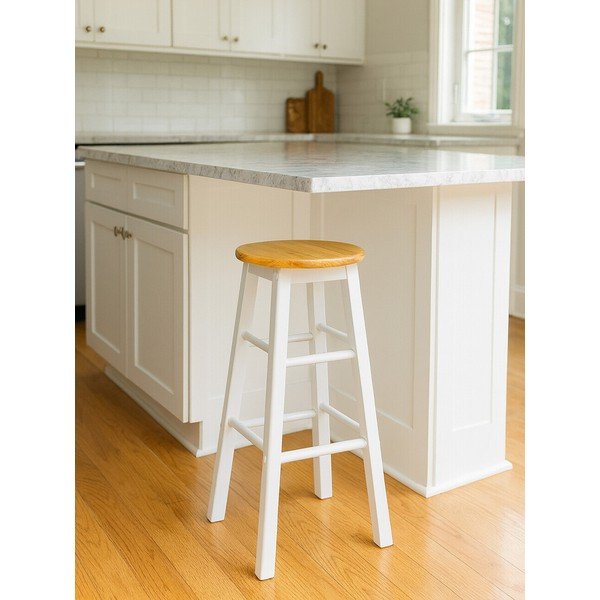 Valge/naturaalsest kautšukipuidust baaritool (istme kõrgus 74 cm) Chester - Premier Housewares-image-1