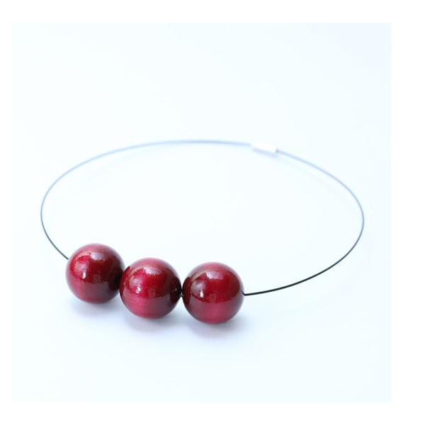 Vínově červený dřevěný náhrdelník Ko-ra-le Simple