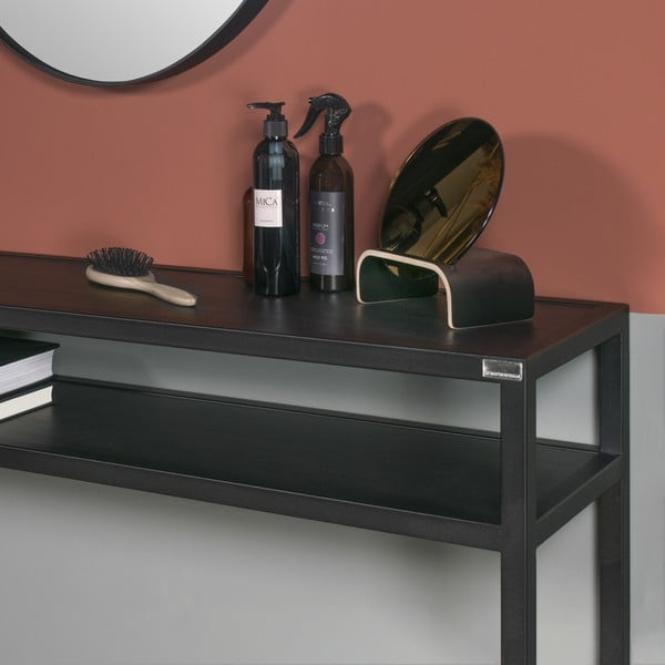 Must konsoollaud tammepuidust lauaplaadiga 30x120 cm Daniël - Spinder Design-image-4