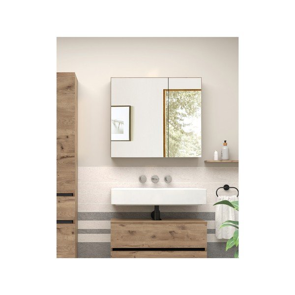 Tammepuidust rippkapp koos peegliga 80x70 cm Wisla - Støraa-image-3