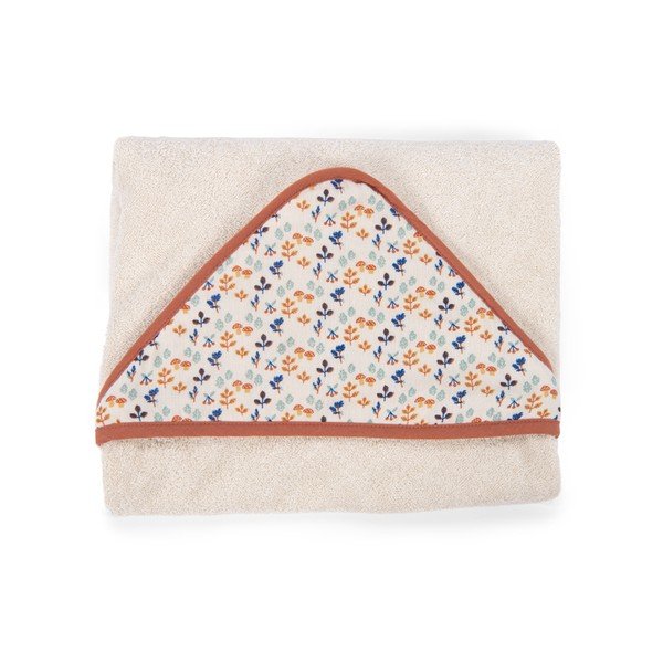 Kreem puuvillane beebirätik kapuutsiga 80x80 cm Pomme des Bois - Moulin Roty-image-2