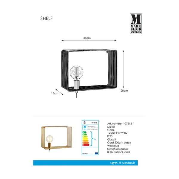 Kuldne seinalamp Wall Gold Shelf - Markslöjd-image-2