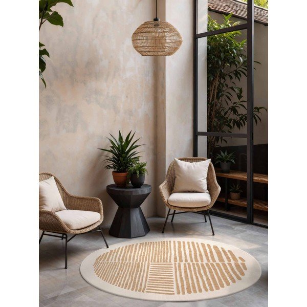 Kreemikas/naturaalse värvi ümmargune sise- ja õuevaip ø 160 cm Haringey Bounds - Ted Baker-image-1