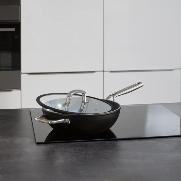 Alumiiniumist wok-pann koos kaane ja mittenakkuva pinnaga ø 28 cm Meda 3.0 - FABINI-image-1