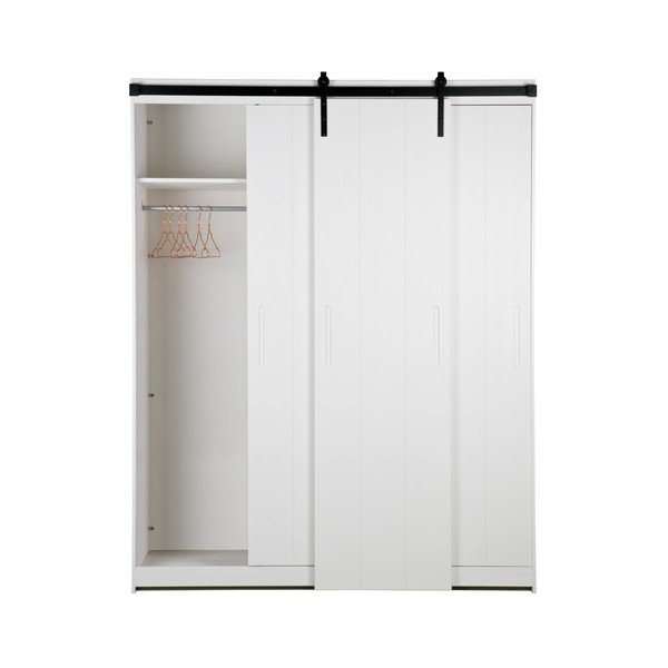 Bílá konstrukce skříně s posuvnými dveřmi WOOOD Luuk-image-4