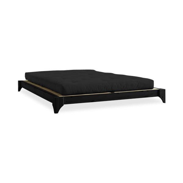 Dvoulůžková postel z borovicového dřeva s matrací a tatami Karup Design Elan Comfort Mat Black/Black, 140 x 200 cm