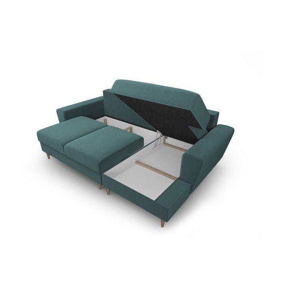 Petrooleumi värvi sametist panipaigaga nurgadiivanvoodi (parem nurk) Kyoto - Cosmopolitan Design-image-3