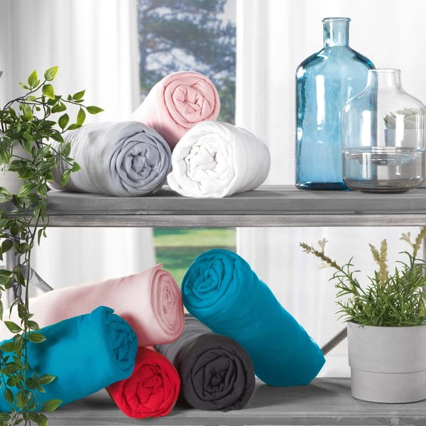 Valge trikotaažist kummiga lina 140x190 cm Jersy - douceur d'intérieur-image-1