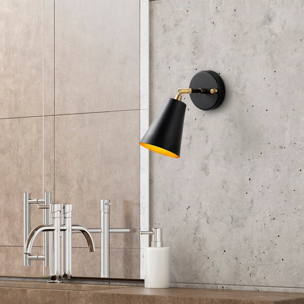 Must-kuldne seinavalgusti ø 10 cm Evander - Opviq lights-image-3