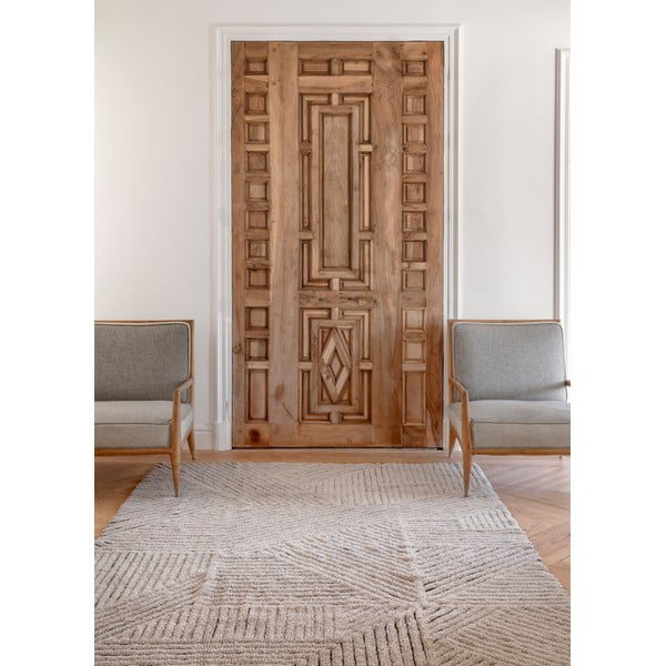 Helepruun pestav käsitsi kootud villane vaip 170x240 cm Golden Coffee - Lorena Canals-image-1