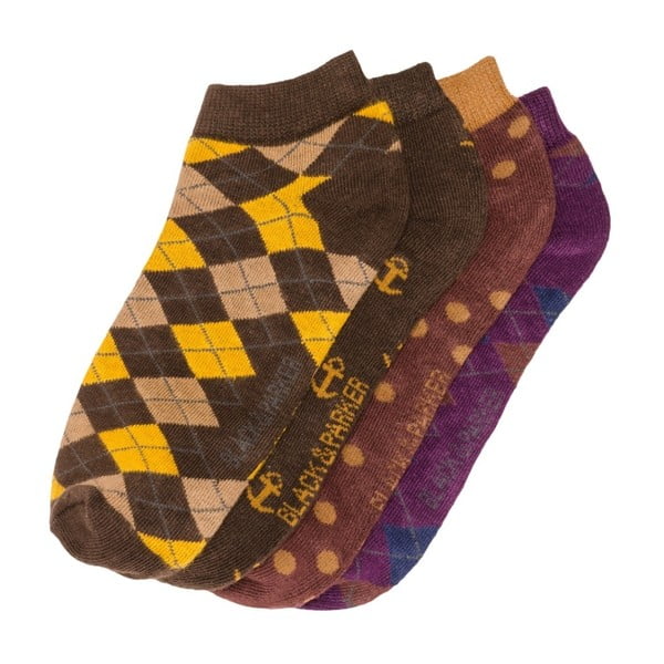 Sada 4 párů kotníkových unisex ponožek Black&Parker London Gordon, velikost 37/43